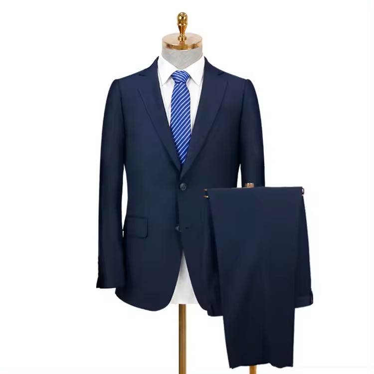 Blue 2 pieces single breasted wedding business men's suits & blazer