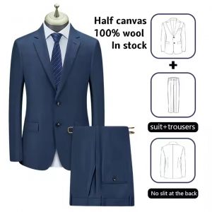 100% wool half canvas bespoke suits